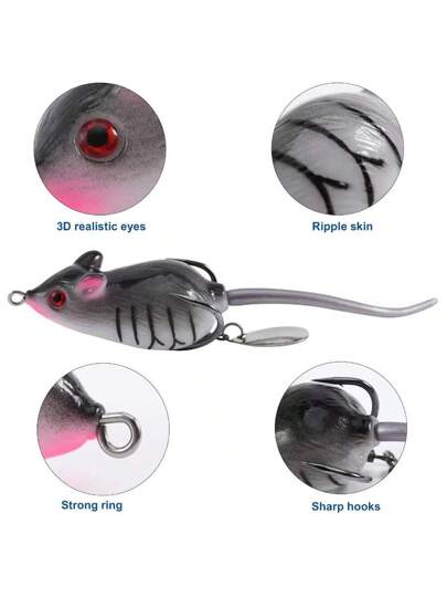 قطعة واحدة من طُعم السمك الاصطناعي شبه البلاستيكية على شكل فأر أو قرد أو ضفدع، طَعَم سمكة عائمة للصيد السطحي، طائر أسماك القاروس والأسماك المفترسة