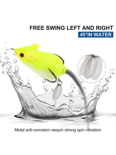 قطعة واحدة من طُعم السمك الاصطناعي شبه البلاستيكية على شكل فأر أو قرد أو ضفدع، طَعَم سمكة عائمة للصيد السطحي، طائر أسماك القاروس والأسماك المفترسة