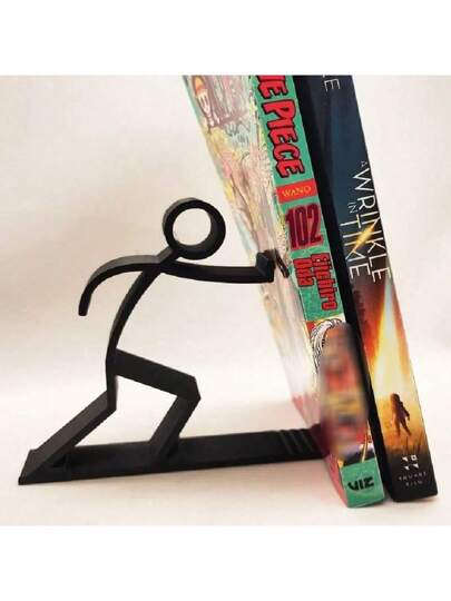 رفين كتب سوداء بتصميم بسيط وأنيق، مناسبة للطلاب لاستخدامها وكطاولة. لوازم مكتبية فريدة ومتنوعة قرطاسية مثيرة للاهتمام لديكور المنزل والغرفة المعيشية والمكتب