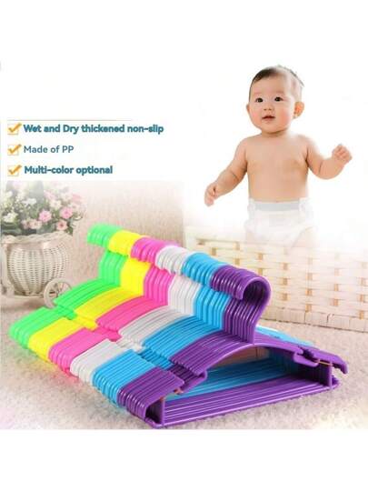 10 قطع/20 قطع/30 قطعة، شماعات ملابس أطفال, شماعات بلاستيكية للأطفال مضادة للانزلاق ويمكن استخدامها لتجفيف الملابس