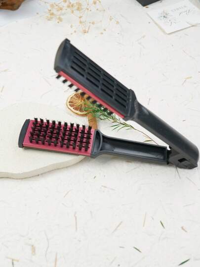 مسوي شعر، ذو غرض مزدوج لتمليس وتجعيد الشعر,مشط شعر كسول 1 قطعة,أداة تمليس الشعر،شكل V،أداة لتسهيل تشابك الشعر وأداة تصفيف الشعر للحد من تطرف الشعر