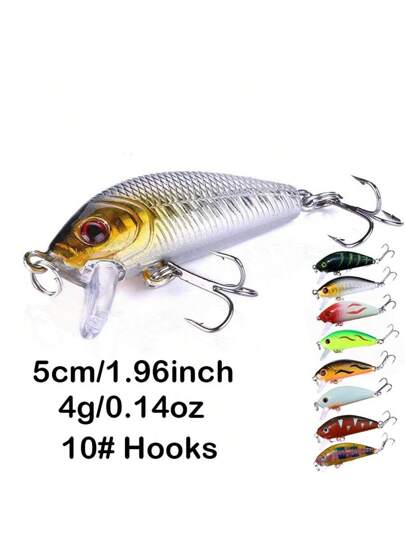 قطعة واحدة الطعم السمكي الفاخر للصيد - 5 سم، 4 جرام مزود بعيون ثلاثية الأبعاد، تصميم واقعي بالأخضر والأسود، خطاطيف ثلاثية، طعم صناعي صلب للمياه العذبة والمالحة، طعم للصيد | طعم واقعي مذبذب | طعم بلاستيكي متين، طعم صيد سطحي