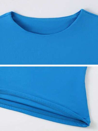 NcmRyu طقم نسائي قطعة واحدة ملائم وممطط من السروال القصير والقميص قصير الأكمام للتمرين،دعك قوي وناعم،ملابس رياضية لياقة بدنية مناسبة لليوغا والمشي السريع والهايكنج والاستخدام اليومي