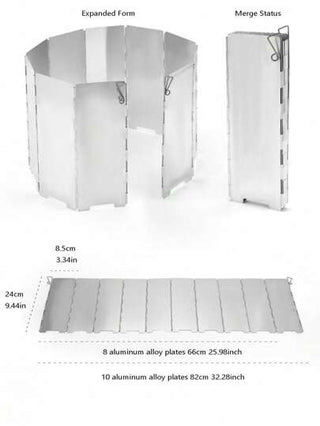 قطعة واحدة من درع الرياح للموقد الخارجي للتخييم، من سبيكة الألومنيوم الخفيفة الوزن قابل للطي مع حقيبة تخزين، درع رياح محمول للموقد الخارجي والموقد البوتان، لوازم التخييم