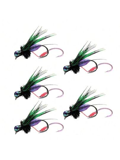 5 قطعة / مجموعة طعم صيد سمك الذباب مع صندوق، طعم جذاب سريع للسمك، طعم أفعى الخشخاش الواقعي، مناسب لعشاق الصيد في الهواء الطلق