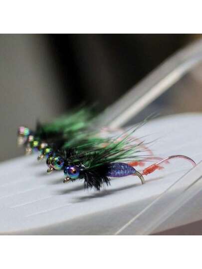 5 قطعة / مجموعة طعم صيد سمك الذباب مع صندوق، طعم جذاب سريع للسمك، طعم أفعى الخشخاش الواقعي، مناسب لعشاق الصيد في الهواء الطلق