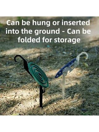 1 خطاف متعدد الوظائف من الفولاذ المقاوم للصدأ - حامل لملف الناموسية قابل للطي، فتاحة زجاجات ، مقياس، قابس الأرض مناسب للتخييم والتنزه والرحلات الخلفية