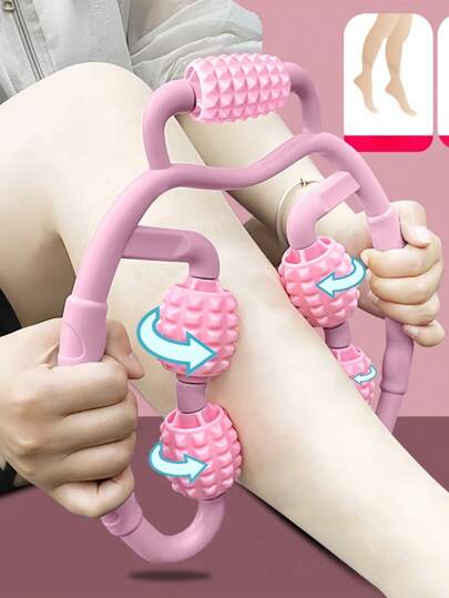 قطعة واحدة جهاز تدليك الساق ب- 5 بكرات، معدات اللياقة البدنية لتخفيف توتر عضلات الساق والتمدد للرياضيين وممارسي اليوغا