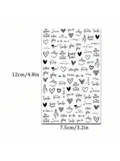 ملصقات الأظافر فن الأظافر لعيد الحب 2 ، F636 ملصقات الأظافر لاصقة ذاتيا