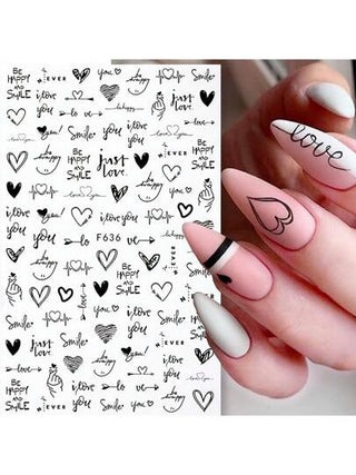 ملصقات الأظافر فن الأظافر لعيد الحب 2 ، F636 ملصقات الأظافر لاصقة ذاتيا