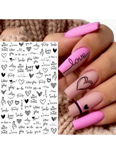 ملصقات الأظافر فن الأظافر لعيد الحب 2 ، F636 ملصقات الأظافر لاصقة ذاتيا