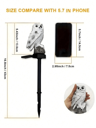 أضواء حديقة زخرفية خارجية على شكل بومة ونسر من الراتنج بطاقة شمسية، أضواء زخرفية للحدائق والترفيه، مناسبة لديكور الحديقة والأسرّة الزهرية والأرصفة والممرات