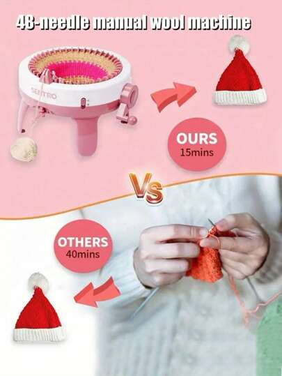 مجموعة آلة الحياكة اليدوية 40/48 إبرة (لون الملحقات عشوائي)، آلة الكروشيه، لوحة الحياكة الذكية الدوارة المزدوجة، طقم آلة النسيج، طقم آلة الحياكة DIY للقبعات والأوشحة والقفازات والجوارب والسترات والدمى كهدايا ، مناسبة كهدايا عيد الميلاد ورأس السنة