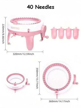مجموعة آلة الحياكة اليدوية 40/48 إبرة (لون الملحقات عشوائي)، آلة الكروشيه، لوحة الحياكة الذكية الدوارة المزدوجة، طقم آلة النسيج، طقم آلة الحياكة DIY للقبعات والأوشحة والقفازات والجوارب والسترات والدمى كهدايا ، مناسبة كهدايا عيد الميلاد ورأس السنة