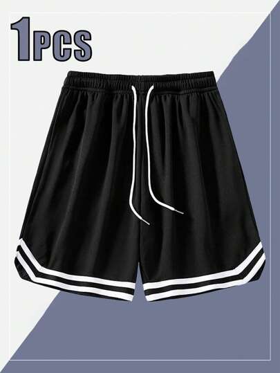 شورت رياضي كرة السلة الرجالي الصيفي، خصر بسحاب، مرن، شبكي، سريع الجفاف، طول الركبة