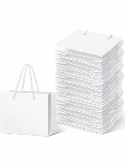 5 قطع/ 10 قطع/ مجموعة أكياس ملابس ، أكياس هدايا صغيرة بيضاء مع مقابض - للحرفيين، منظمي الحفلات، واهبي الهدايا، مناسبة للزفاف، أعياد الميلاد، الحفلات، الحرف، تقديم الهدايا، وتخزين المجوهرات - أكياس حفلة صغيرة إلى متوسطة الحجم ذات نمط مرمري ، أكياس هدايا ور