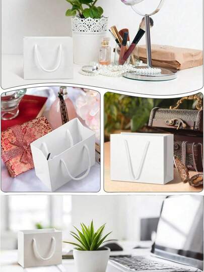 5 قطع/ 10 قطع/ مجموعة أكياس ملابس ، أكياس هدايا صغيرة بيضاء مع مقابض - للحرفيين، منظمي الحفلات، واهبي الهدايا، مناسبة للزفاف، أعياد الميلاد، الحفلات، الحرف، تقديم الهدايا، وتخزين المجوهرات - أكياس حفلة صغيرة إلى متوسطة الحجم ذات نمط مرمري ، أكياس هدايا ور