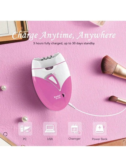 Kemei عودة الطلاب إلى المدرسة وسكن الطلاب والشاطئ الصيفي والحمام | ماكينة إزالة الشعر الكهربائية للنساء بسرعتين قابلة للتعديل | بطارية قابلة لإعادة الشحن لإزالة الشعر من الجسم بأكمله (الإبط/الساق/البكيني) قوية وناعمة ذات غرض مزدوج | طقم التجميل...