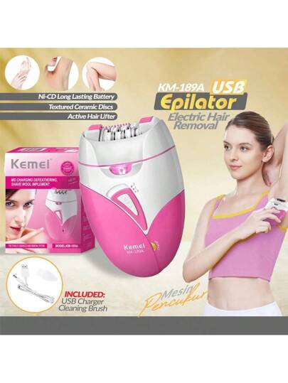 Kemei عودة الطلاب إلى المدرسة وسكن الطلاب والشاطئ الصيفي والحمام | ماكينة إزالة الشعر الكهربائية للنساء بسرعتين قابلة للتعديل | بطارية قابلة لإعادة الشحن لإزالة الشعر من الجسم بأكمله (الإبط/الساق/البكيني) قوية وناعمة ذات غرض مزدوج | طقم التجميل...