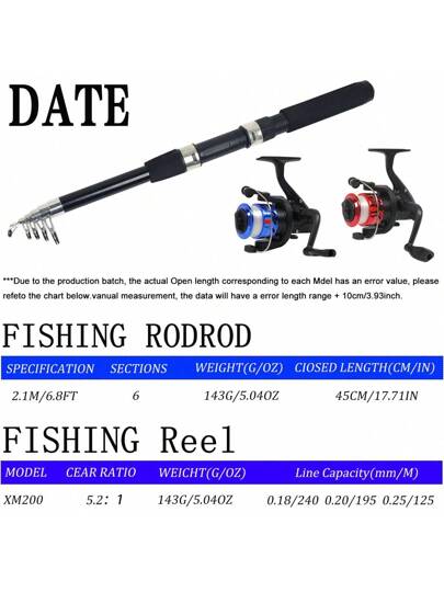 طقم بداية صيد سمك كامل ، يشمل طعم تلسكوبي بطول 80.7 بوصة ، خيط ، طعوم ، خطافات واكسسوارات ، مناسب للصيادين المبتدئين / الشباب