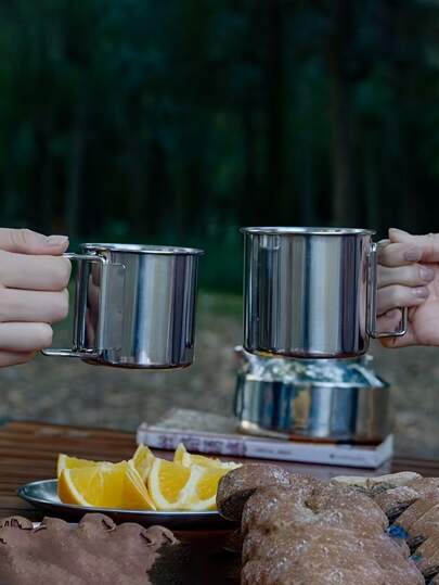 كوب سفر مع عازل من الفولاذ المقاوم للصدأ سعة 250مل/350مل/550مل- كوب قهوة وشاي قابل للطي للخارج، يحافظ على سخونة أو برودة المشروبات، مثالي للتخييم والنزهات