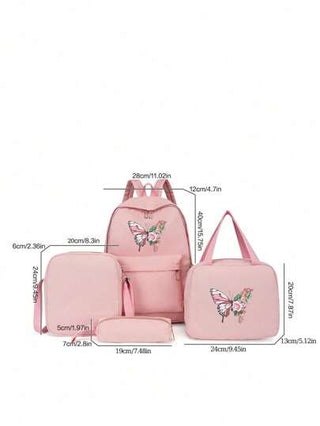 مجموعة 4 قطع من حقيبة الظهر البسيطة والرسمية والأنيقة للمدرسة، تشمل حقيبة الظهر وحقيبة اليد وحقيبة الرسائل وحقيبة القلم