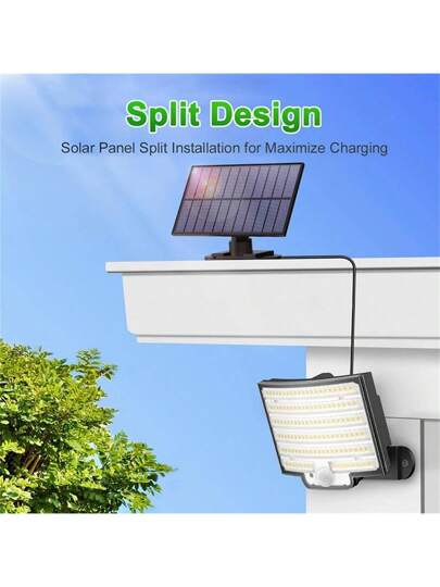 جهاز إضاءة حائطي خارجي يعمل بالطاقة الشمسية 126 LED، قابل للتفريق والفصل، للاستخدام خارج المنزل، 126 شمعة LED عالية السطوع، تركيب سهل، تحكم عن بعد، بطارية 1800 مللي أمبير، عمر بطارية طويل، مناسب للاستخدام الخارجي والحدائق