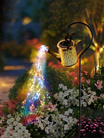 1 حبة إناء رشّ مائي بشكل نجمي يعمل بالطاقة الشمسية, مصباح إضاءة معلق شبكي خارجي مضاد للماء للحديقة والفناء, شمعة أرضية أجواء هادئة للعشب, مصباح إناء رشّ مائي نجمي من الحديد, مصباح فني بإسقاط ليد للحديقة والمنزل والبلكونة وحفلات الزفاف وعيد الميلاد