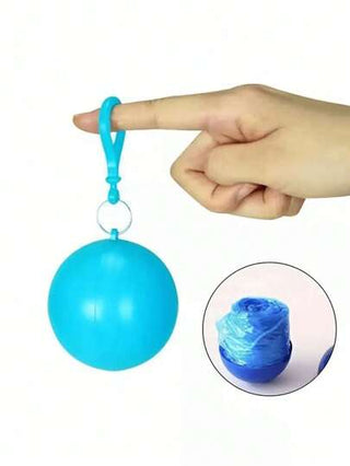 2/5 قطع معطف واق من المطر محمول ، معطف مطر سميك قابل للتخلص منه مع صندوق تخزين كروي ، مناسب للتخييم والرحلات، يمكن تعليقه على الحقيبة الظهر، ألوان عشوائية من أدوات التخييم