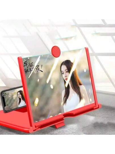 1 قطعة زجاج مكبر للشاشة 12 بوصة، زجاج مكبر ثلاثي الأبعاد عالي الوضوح لشاشة الهاتف المحمول، مناسب للأفلام والمقاطع الفيديو والألعاب، حامل هاتف محمول قابل للطي مع مكبر للشاشة، يدعم جميع الهواتف الذكية