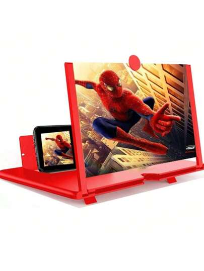 1 قطعة زجاج مكبر للشاشة 12 بوصة، زجاج مكبر ثلاثي الأبعاد عالي الوضوح لشاشة الهاتف المحمول، مناسب للأفلام والمقاطع الفيديو والألعاب، حامل هاتف محمول قابل للطي مع مكبر للشاشة، يدعم جميع الهواتف الذكية