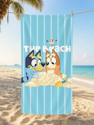Bluey بلواي قطعة واحدة من فوطة البحر، مظلة وفوطة سباحة مع نمط بلواي، فوطة حمام، فوطة شاطئ عصرية، فوطة حمام فائقة الامتصاص للحمام والسباحة واللياقة البدنية واليوغا ، من المايكرروفيبر الناعم والمريح والخفيف الوزن