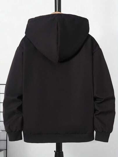 SHEIN جاكيت بطباعة أحرف بطباعة تيدي قبعة قطعة واحدة ولد طفل