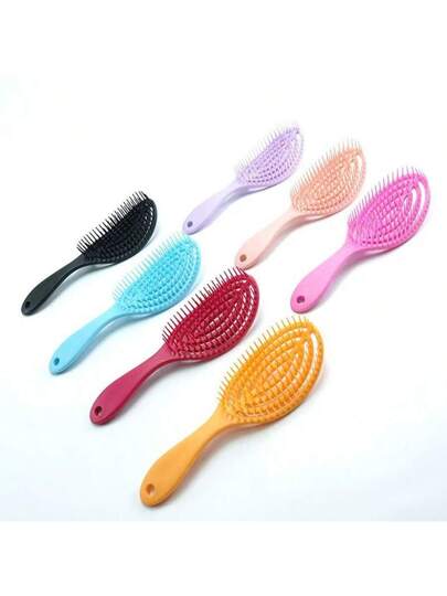 1 قطعة مشط تدليك بتصميم متاهة مجوفة متعدد الألوان للنساء ، رأس لفافة البعوض البيضاوي مشط شعر تدليكي ، مناسب للشعر الرطب والجاف