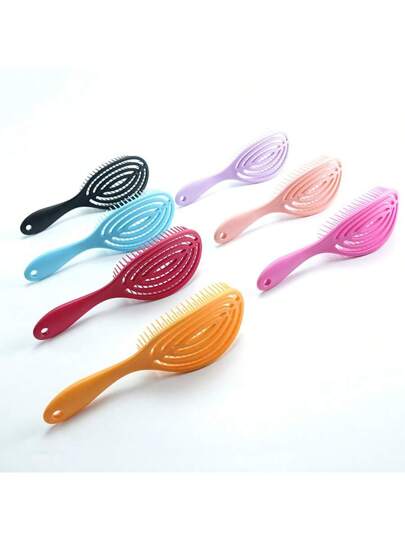 1 قطعة مشط تدليك بتصميم متاهة مجوفة متعدد الألوان للنساء ، رأس لفافة البعوض البيضاوي مشط شعر تدليكي ، مناسب للشعر الرطب والجاف