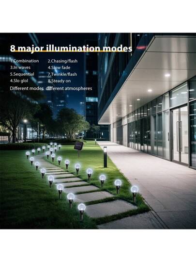 أضواء طريق كروية على الطاقة الشمسية للخارج (أدرجت في الأرض)، أضواء إرشادية شمسية مع 10/20/30 حبة بلاستيكية فقاعية ، تتميز ب- 8 أوضاع وميض ، مقاومة للماء ، تشغل تلقائيًا في الليل ، مناسبة لممرات الحرم الجامعي (موسم العودة إلى المدرسة) ، الحدائق ، الحدائق ا