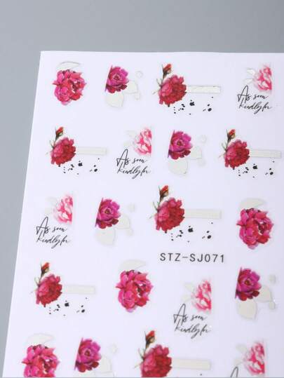 قطعتان من الملصقات الزخرفية لفن الأظافر بألوان الأكوارلين الحبري والأوراق والأزهار الربيعية والعبارات الملونة والزخارف الهندسية والأزهار الدخانية 3D ذاتية اللصق ديكور DIY