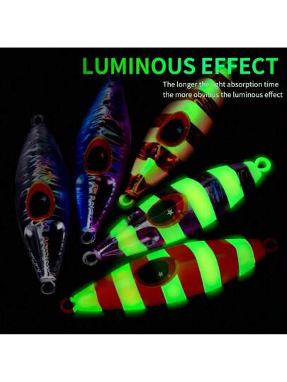 قطعة واحدة 30جم طعم سمك معدني متوهج، طعم سمك بحري حيوي ذو حركة واقعية، طعم سمك متأرجح بطيء الإنزلاق للمصائد الليلية