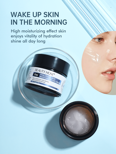 Beauty Host طقم كريمات الوجه النهار والليل - كريم النهار بحمض الهيالورونيك وكريم الليل بالريتينول ، مرطب ومجدد، العناية اليومية بالبشرة (50جرام + 50جرام)