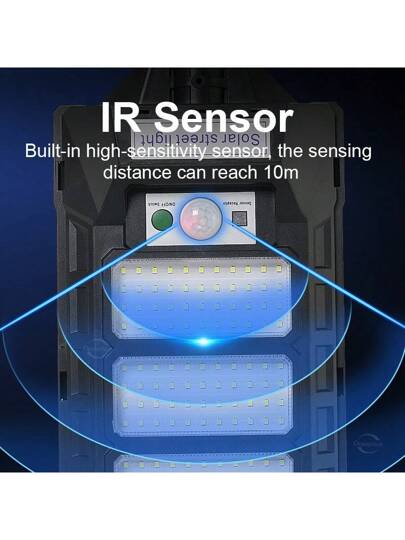 مصباح طريق شمسي قوي، بقاعدة حسية للحركة تعمل بالطاقة الشمسية مع وحدة تحكم عن بعد، بطارية سعة كبيرة وتشغيل طويل الأمد، مناسب لمناطق تجارية، مواقف السيارات، الحدائق والمزارع