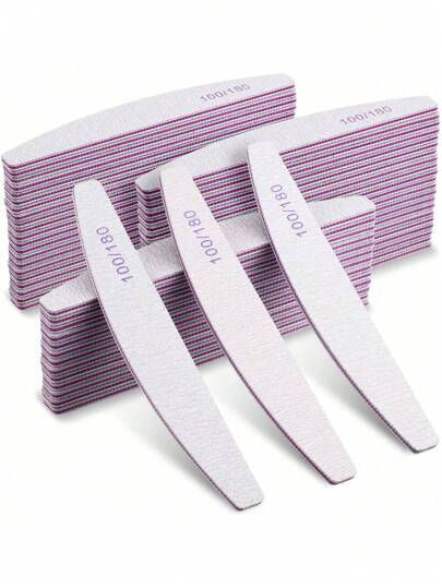 5 قطع من أدوات تجهيز الأظافر شبه دائرية احترافية، درجة خشونة 80/80