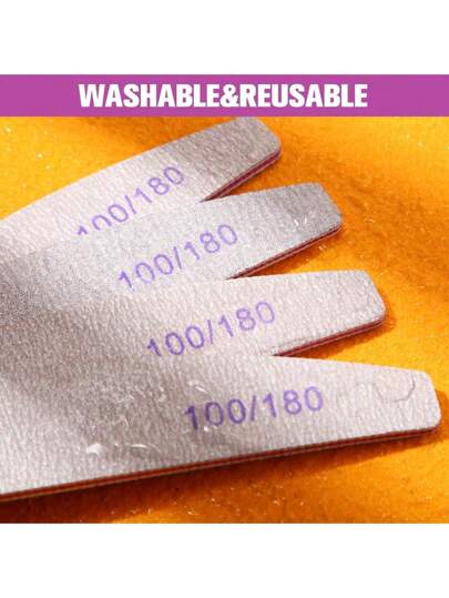 5 قطع من أدوات تجهيز الأظافر شبه دائرية احترافية، درجة خشونة 80/80