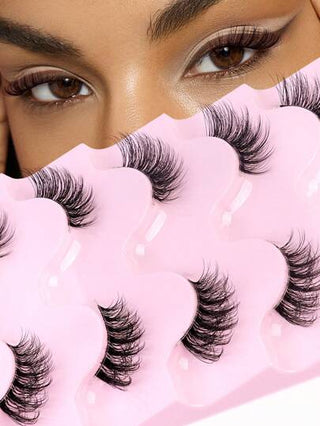 MAGEFY 5 أزواج من رموش مزيفة نصفية شفافة، قصيرة ورقيقة ومتقاطعة بشكل طبيعي وممتدة، بتصاميم مختلفة مختلطة مع رموش طبيعية، تمدد الرموش وتكبر العيون، مكياج عيون ساحر، مظهر طبيعي، مناسب للحياة اليومية والحفلات والسفر