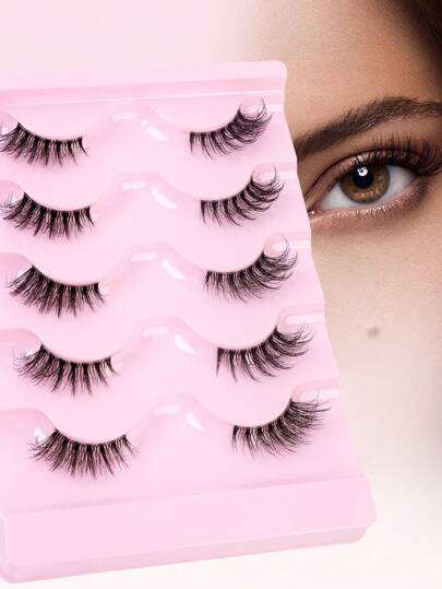 MAGEFY 5 أزواج من رموش مزيفة نصفية شفافة، قصيرة ورقيقة ومتقاطعة بشكل طبيعي وممتدة، بتصاميم مختلفة مختلطة مع رموش طبيعية، تمدد الرموش وتكبر العيون، مكياج عيون ساحر، مظهر طبيعي، مناسب للحياة اليومية والحفلات والسفر