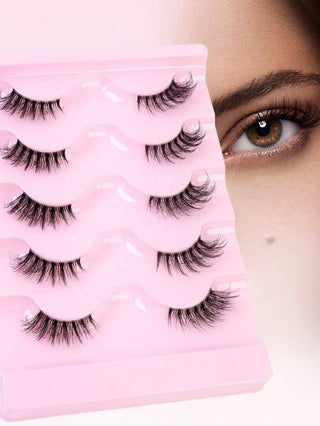 MAGEFY 5 أزواج من رموش مزيفة نصفية شفافة، قصيرة ورقيقة ومتقاطعة بشكل طبيعي وممتدة، بتصاميم مختلفة مختلطة مع رموش طبيعية، تمدد الرموش وتكبر العيون، مكياج عيون ساحر، مظهر طبيعي، مناسب للحياة اليومية والحفلات والسفر