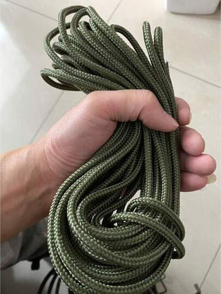 حبل نايلون أخضر بطول 31 قدم، حبل نايلون عالي القوة مناسب للتخييم والبقاء على قيد الحياة والصيد والتنزه، متين ومقاوم للطقس، مثالي للهواة الخارجيين