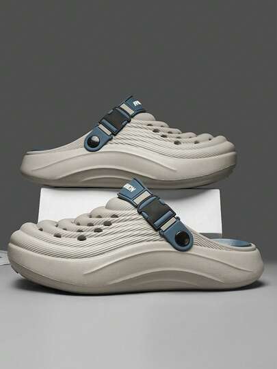 صنادل رجالية سميكة الأربطة بدون حذاء، أحذية صيفية مريحة وقابلة للتنفس بأصابع مغلقة