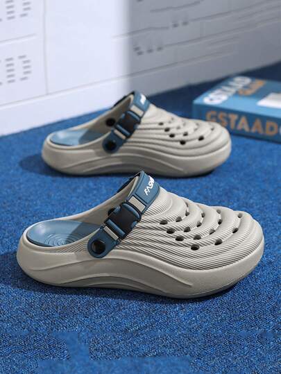 صنادل رجالية سميكة الأربطة بدون حذاء، أحذية صيفية مريحة وقابلة للتنفس بأصابع مغلقة