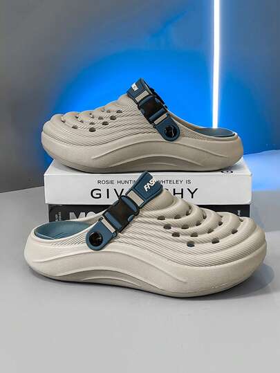 صنادل رجالية سميكة الأربطة بدون حذاء، أحذية صيفية مريحة وقابلة للتنفس بأصابع مغلقة