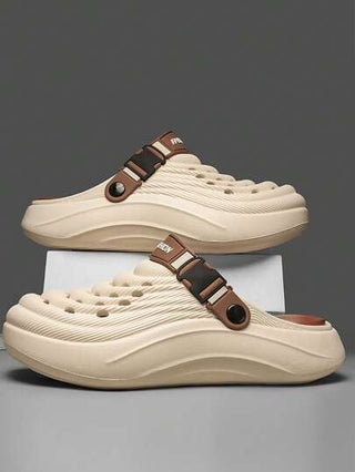 صنادل قابلة للارتداء بدون ربط قاعدة سميكة مريحة وقابلة للتنفس للرجال، عصري ومتعدد الاستخدامات للصيف